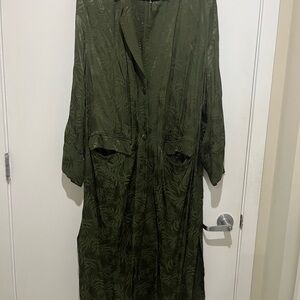 H&M Sage Green Patterned Duster Kimono